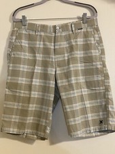 Hurley Mens Shorts Size 32 Plaid Tan Turquoise White Please Read Description