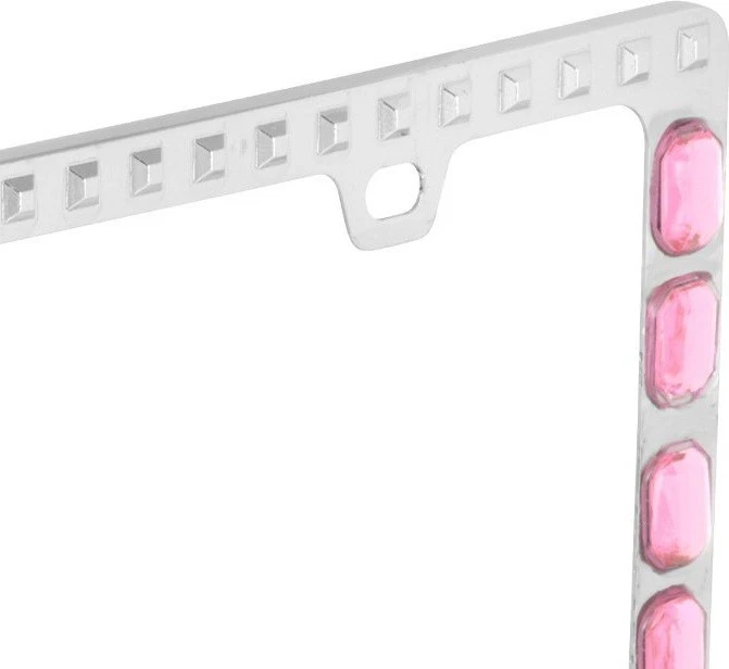 全新 粉色 红宝石 钻石/水晶 闪亮 金属 汽车 车牌/标签 框架架 — 第 2/2 张图片