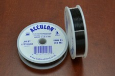 ACCULON BLACK 3 STRAND BEADING WIRE .012" .31mm 100 FEET  T-1424