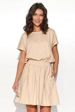 Numinou NU439 Casual Dress Womens Size 40/42 Beige Short Sleeve Stretch