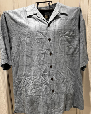 NWT Porcini 100% Silk Sky Blue Camp Shirt Size XXL