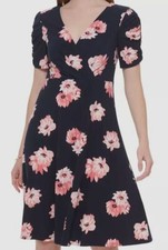 Tommy Hilfiger Womens Blue Surplice-Neck Fit & Flare Dress Size 6