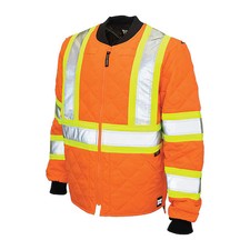 TOUGH DUCK S43211 Hi-Vis Quilted Safety Jacket, 100 Polyester, Fluorescent