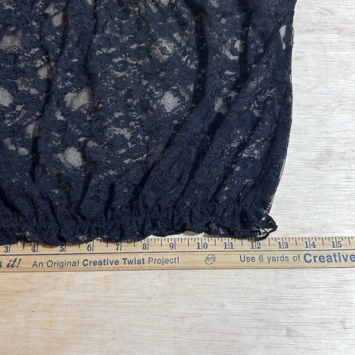 Vtg Sheer Top Black Lace Witchy Fairy Goth Whimsigoth M Y2K Bell Sleeves - Picture 7 of 10