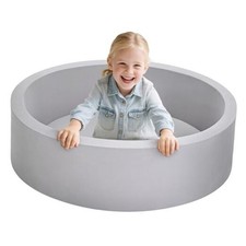 Foam Ball Pit for Toddlers, Large Baby Ball Pit for Babies with Gray Ball Pit