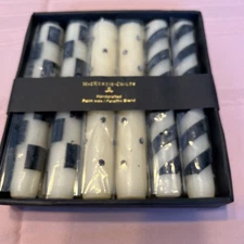 6 - New Retired Mackenzie Childs Glow Mini Taper Candles 6” Black & White