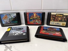 Sega Genesis Lot of 5 Games - Power Rangers Clue Combat Cars Madden World Series