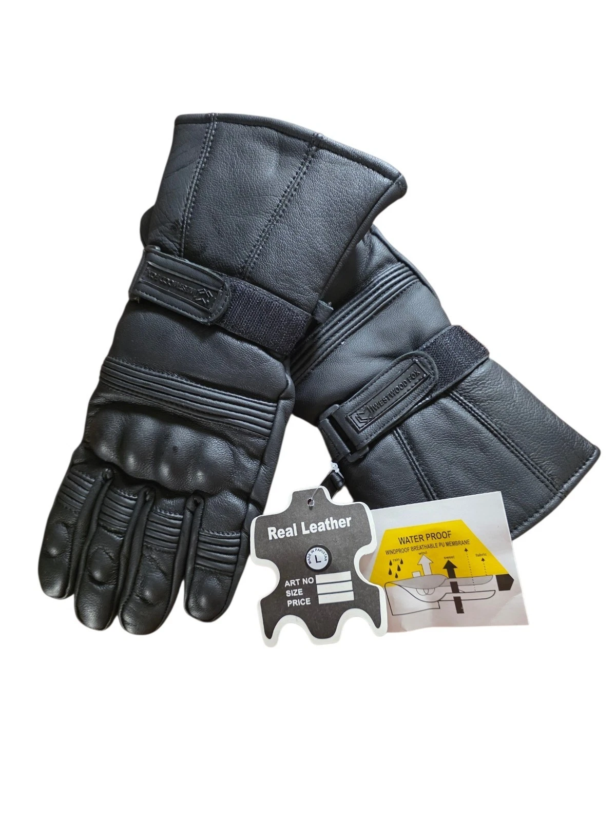 WESTWOOD FOX Motorcycle Gloves, Hard Knuckles, Gauntlets (L)