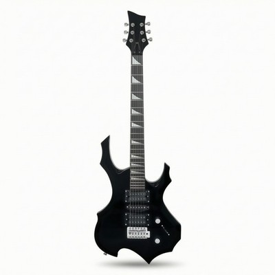 E-Gitarre mit Double-Cutaway verchromt Solidbody-E-Gitarre sechssaitig