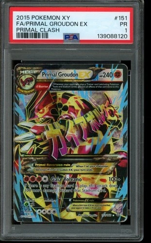 PSA 1 POOR Pokemon Primal Groudon EX Primal Clash Holo 151/160