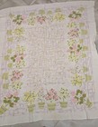 Vintage Print White Tablecloth-53"x60"-Spring, Floral, Garden — photo 1
