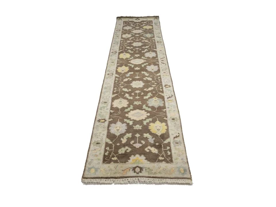 3X12 Oushak Chobi Oriental Runner Rug Brown Floral Hallway Kitchen Carpet - Image 2 of 4