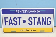 "FAST STANG  PENNSYLVANIA  Vanity Novelty Aluminum License Plate Tag New