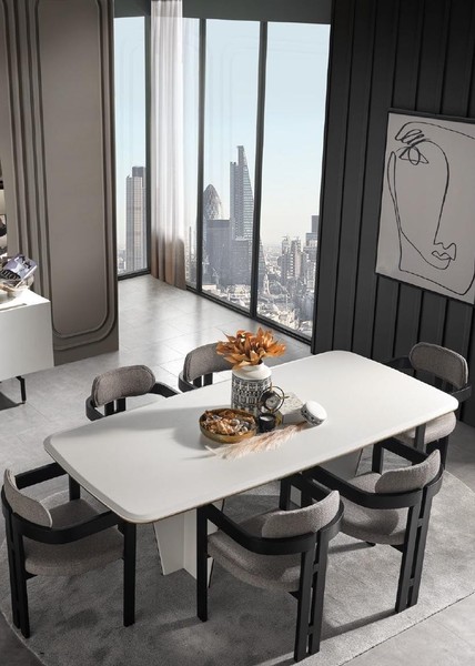 Garnitur Essgruppe Esszimmer Esstisch Luxus StüHle Essecke 7Tlg Weiß-image