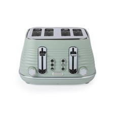 Salter Ripple 4-Slice Toaster – Wide Slots, 6 Levels, 1630W, Sage Ripple Design