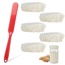 Sourdough Starter Jar Cloth Covers with Spatula, 5 PCS Handmade Cotton Cloth