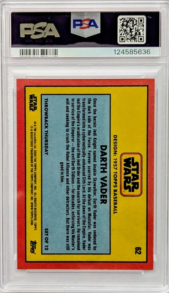 DARTH VADER 2024 Topps Star Wars Throwback Thursday Topps Online Excl PSA 9 Mint - Image 2 of 2