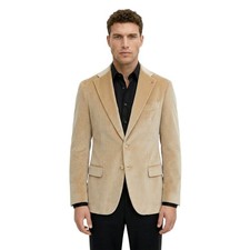 5400 ISAIA NAPOLI "Amalfi" Champagne Hand Sewn Jacket Sport Coat Velvet Cotton