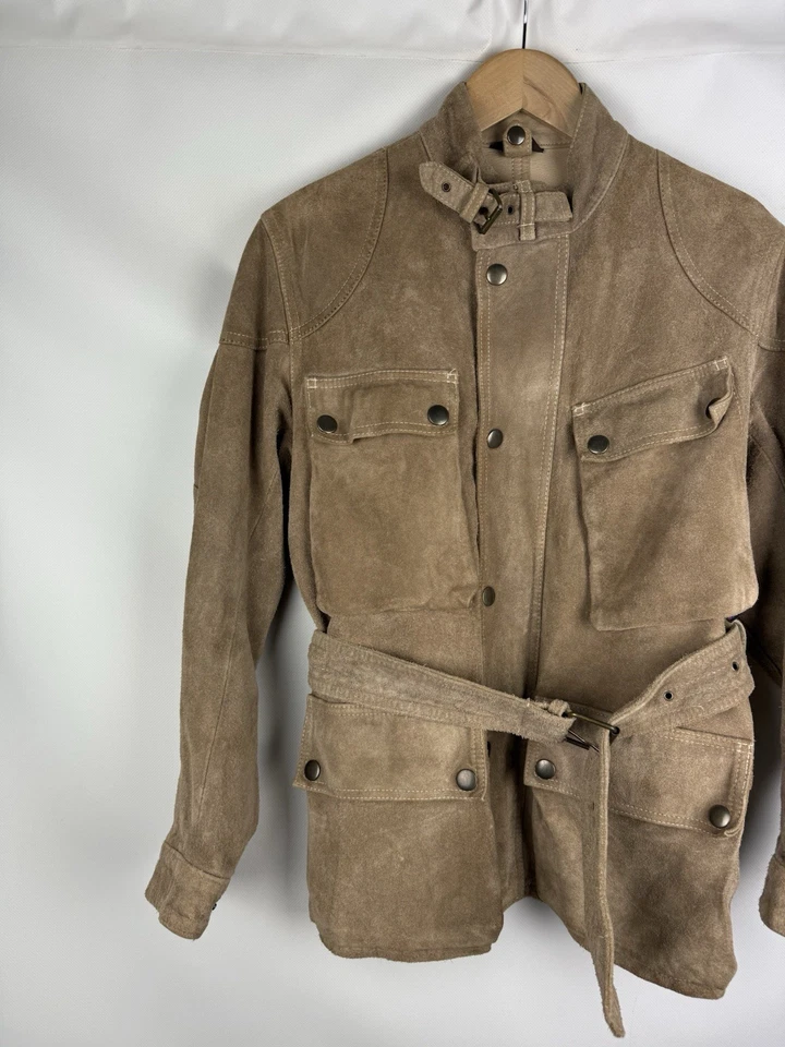 Chaqueta de motociclista Belstaff de cuero de gamuza con cinturón para hombre talla 40 Foto 2 de 4