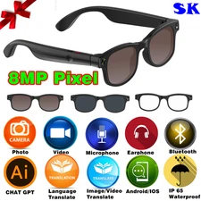 AI Smart Glasses Sunglass Audio Mic Speakers Bluetooth Call Remote and earphone
