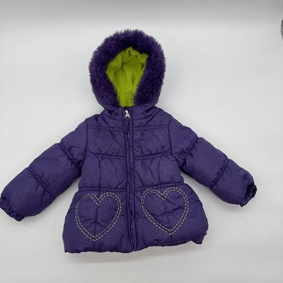 PROTECTION SYSTEM Girls Sparkle Winter Puffer Jacket Sz 18M Purple Silver Hooded