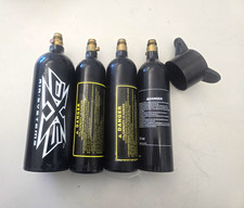 Lot of 4 Paintball CO2 Tank Cylinders 3- 12 oz Capacity and 1- 20 oz 