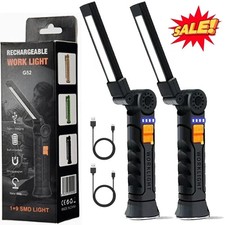 2 Large LED Work Light COB Inspection Lamp Magnetic Torch USB Rechargeable Car