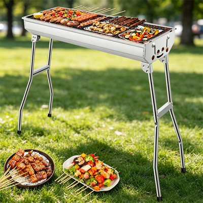Portable BBQ Barbeque Grill Stainless Steel Outdoor Garden Party Charcoal Large