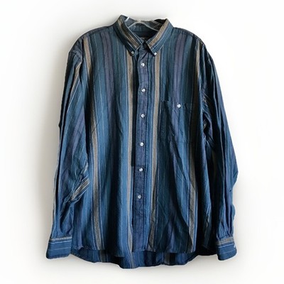 VINTAGE High Sierra Shirt Mens Size XL Green Striped Camp Brushpopper