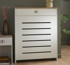 Image of Cream Radiator Cover Cabinet Traditional Modern MDF Wood Horizontal Shelf Small