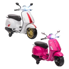 Qaba Vespa Licensed Electric Motorcycle for Kids w/ Music, FM Radio