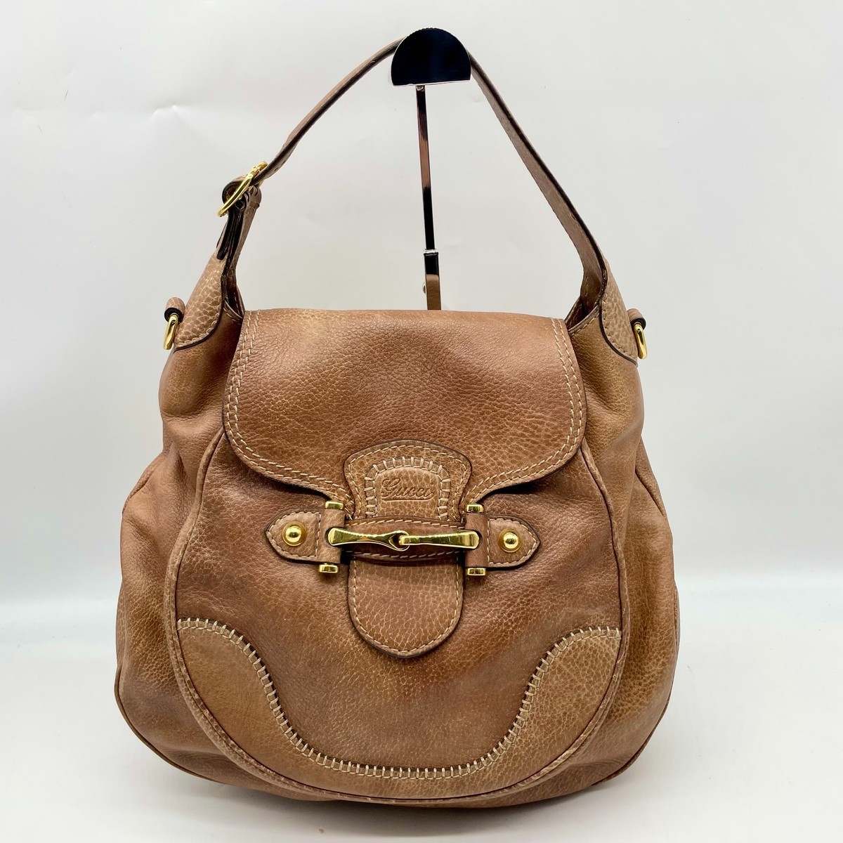 Gucci Handbag Horsebit Hobo Shoulder bag Brown Leather 223955 Y2K