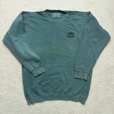 Vintage Cabot Vermont Cheese Sweatshirt Santee HVYWT Green L USA Faded Crewneck