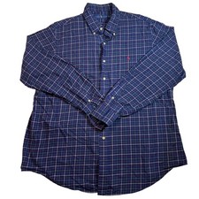Ralph Lauren Plaid Button Down Shirt Long Sleeve Classic Fit Red Pony Men's XL
