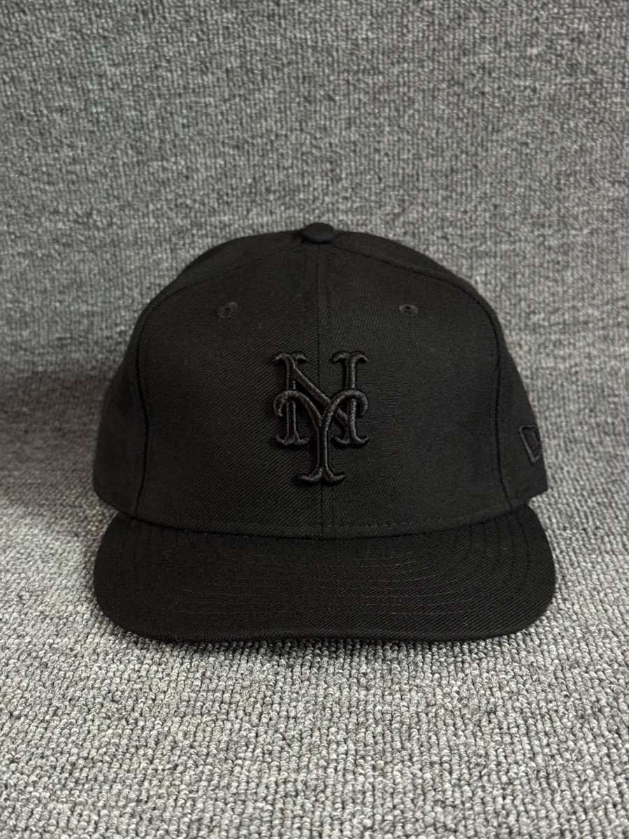New Era NY Mets 9FIFTY Snapback Black Flat Brim Hat One Size