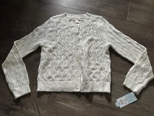 Cat  Jack Girls' Button-Front Cream Layering Cardigan Size M 8 NWT