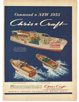 1953 Chris-Craft Boats Vintage Print Ad Catalina Yacht Motor Cruiser Art