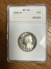 1942-D 25C Washington Silver Quarter ANA MS 65