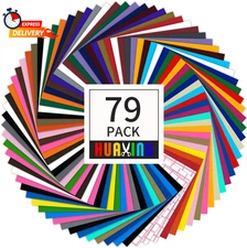 Permanent Self Adhesive Vinyl Sheets (Pack of 79, 12” X 12”) - 38 Assorted Color
