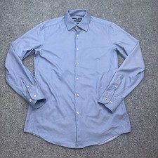 Hugo Boss Slim Fit Performance Dress Shirt Mens Size Medium Blue Button Up