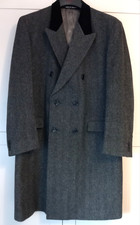Vintage Fellini Abraham Moon Lambswool Grey Herringbone Long Coat 42 Regular