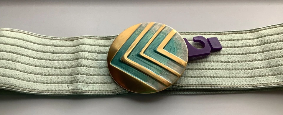 Charmant 皮带复古弹性弹力薄荷绿色带金色和绿色上釉扣新品 — 第 4/4 张图片