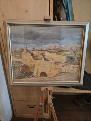  Rudolf Sieck Aquarell 58x48cm, Landschaft Italien mit Rahmen
