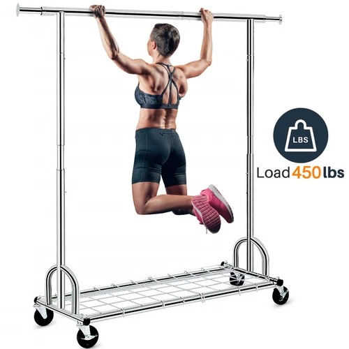 HOKEEPER 450 lbs Heavy Duty Rolling Collapsible Clothing Garment Rack w/Shelves