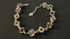 925 Sterling Silver Multi Colour Crystal Cube...