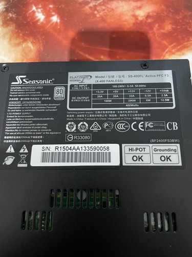 Seasonic PLATINUM 1 FANLESS SS-400FL POWER SUPPLY X-400 FANLESS - Afbeelding 10 van 11