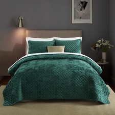 Velvet Bedspread Quilt Bedding Sets,Luxury King 96by108 inch Turquoise