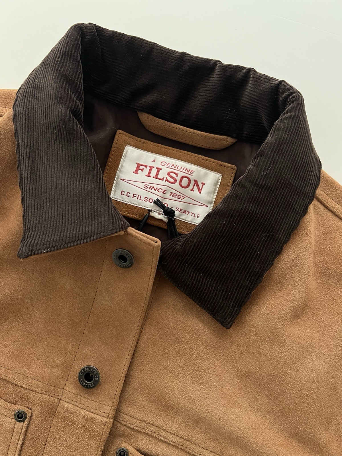 Filson Roughout Short Cruiser Leather Suede Jacket Saddle Brown Men Medium image 3