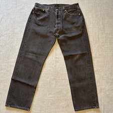 VTG 00’s Levis 501 Faded Straight Black Denim Jeans 38x30 Grunge Made In USA y2k