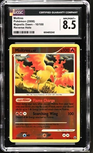 CGC 8.5 Moltres 2008 Majestic Dawn 10/100 Reverse Holo Pokemon Card